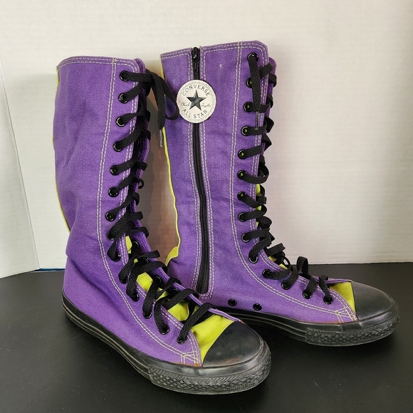 Rare! Converse Chuck Taylor Shin / Knee High Boots Sz 3.5 Youth Purple - Picture 2 of 16